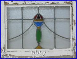Abstract Midsize Old English Leaded Stained Glass Window 22.5 X 17.5