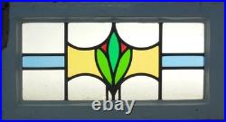 Abstract Midsize Old English Leaded Stained Glass Window 24.25 X 13