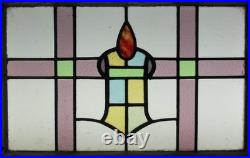 Abstract Midsize Old English Leaded Stained Glass Window 24.25 X 17