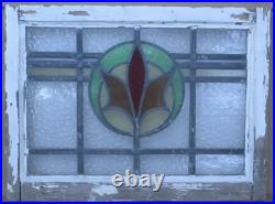 Abstract Midsize Old English Leaded Stained Glass Window 25.25 X 18.25