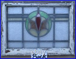 Abstract Midsize Old English Leaded Stained Glass Window 25.25 X 18.25