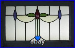 Abstract Midsize Old English Leaded Stained Glass Window 29.25 X 18.75
