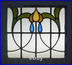 Abstract Old English Leaded Stained Glass Window 21.25 X 19.5