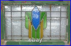 Abstract Old English Leaded Stained Glass Window Transom 32 X 20.75