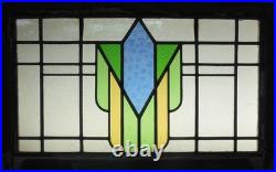 Abstract Old English Leaded Stained Glass Window Transom 32 X 20.75