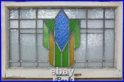 Abstract Old English Leaded Stained Glass Window Transom 32 X 20.75