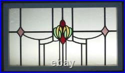 Abstract Old English Leaded Stained Glass Window Transom 35 X 20.25