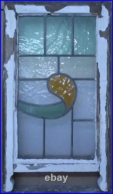 Abstract Sash Midsize Old English Leaded Stained Glass Window 14 X 24.5
