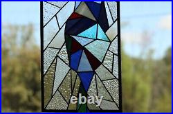 Abstract Stained Glass Cat, Window Panel, Hanging Art, Modern