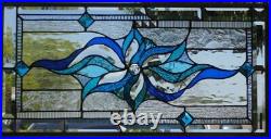 Abstract Stained Glass Window hanging 28 X 14 1/2 including hooks