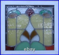 Abstract Victorian English Leaded Stained Glass Window 21.25 X 20