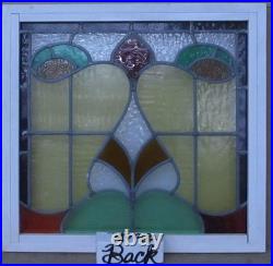 Abstract Victorian English Leaded Stained Glass Window 21.25 X 20