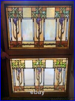 Amazing Arts Crafts Stained Leaded Glass Window 1 of 2 Circa 1900 40 x 29