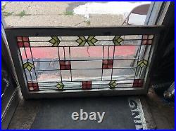American Antique Leaded & Stained Glass Window In Arts And Crafts Style