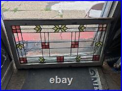 American Antique Leaded & Stained Glass Window In Arts And Crafts Style