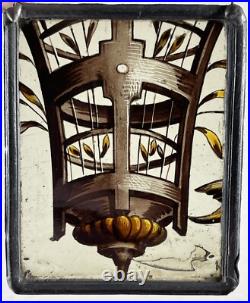 Antique 16th Century Renaissance Stained Glass Window Panel Classical Urn Pot