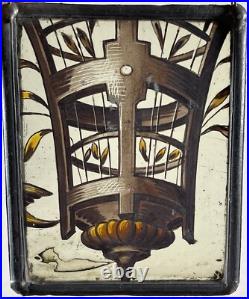 Antique 16th Century Renaissance Stained Glass Window Panel Classical Urn Pot