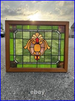 Antique 1850 1899 Leaded Slag & Stained Glass Window Original & Complete
