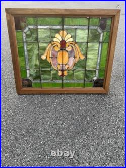 Antique 1850 1899 Leaded Slag & Stained Glass Window Original & Complete