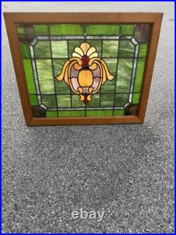 Antique 1850 1899 Leaded Slag & Stained Glass Window Original & Complete
