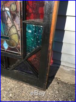 Antique 1880's Chicago Victorian Stained Leaded Glass Window 33 by 22