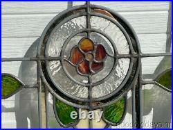 Antique 1920's Bungalow Style Stained Leaded Glass Window 30 x 28