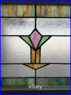 Antique 1920's Chicago Bungalow Stained Leaded Glass Window 24 by 21