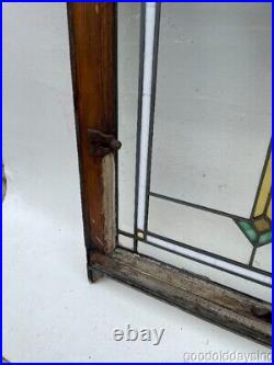 Antique 1920's Chicago Bungalow Style Stained Leaded Glass Window