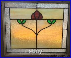 Antique 1920's Chicago Bungalow Style Stained Leaded Glass Window 24 x 21