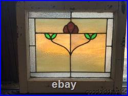 Antique 1920's Chicago Bungalow Style Stained Leaded Glass Window 24 x 21