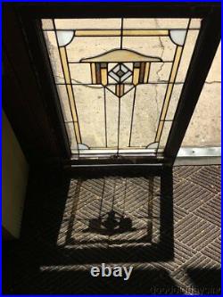 Antique 1920's Chicago Bungalow Style Stained Leaded Glass Window 34 by 23