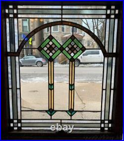 Antique 1920's Chicago Bungalow Style Stained Leaded Glass Window 34 x 28