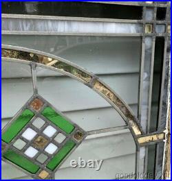 Antique 1920's Chicago Bungalow Style Stained Leaded Glass Window 34 x 28