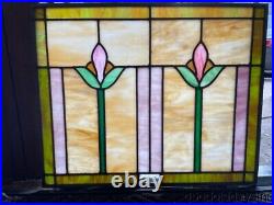 Antique 1920's Chicago Stained Leaded Glass Transom Window 22 x 18