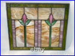 Antique 1920's Chicago Stained Leaded Glass Transom Window 22 x 18