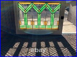 Antique 1920's Chicago Stained Leaded Glass Transom Window 28 x 21