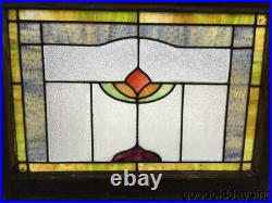 Antique 1920's Chicago Stained Leaded Glass Window 28 by 21 Transom