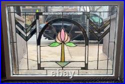 Antique 1920's Chicago Stained Leaded Glass Window 39 x 27