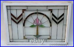 Antique 1920's Chicago Stained Leaded Glass Window 39 x 27