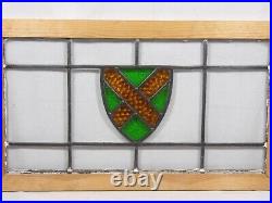 Antique 1920's Leaded Stained Glass Transom Window Shield Early 20th Century