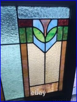 Antique 1920's Stained Leaded Glass Transom Window 28 by 25