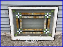 Antique 1920's Stained Leaded Glass Window 32 by 25