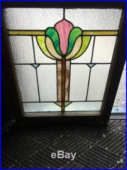 Antique 1920's Stained Leaded Glass Window from Chicago 29 by 24