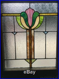 Antique 1920's Stained Leaded Glass Window from Chicago 29 by 24