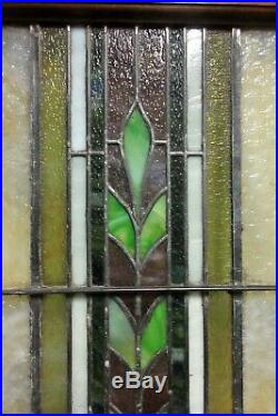 Antique 1920s Art Nouveau Deco Leaded Stained Glass Window Craftsman Prairie