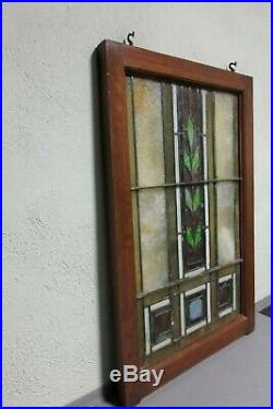 Antique 1920s Art Nouveau Deco Leaded Stained Glass Window Craftsman Prairie