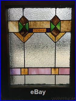 Antique 1920s Chicago Bungalow Stained Leaded Glass Window 24 3/4 by 20