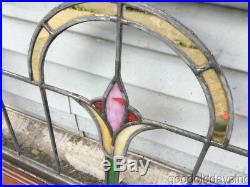 Antique 1920s Chicago Bungalow Style Stained Leaded Glass Transom Window 34 x 25