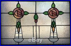 Antique 1 of 2 1920's Chicago Stained Leaded Glass Window 32 by 23 Transom