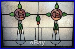 Antique 1 of 2 1920's Chicago Stained Leaded Glass Window 32 by 23 Transom